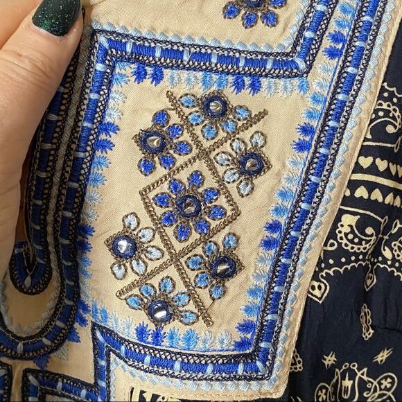 L'AFFAIRE boho embellished embroidered navy tank size small - Picture 4 of 7